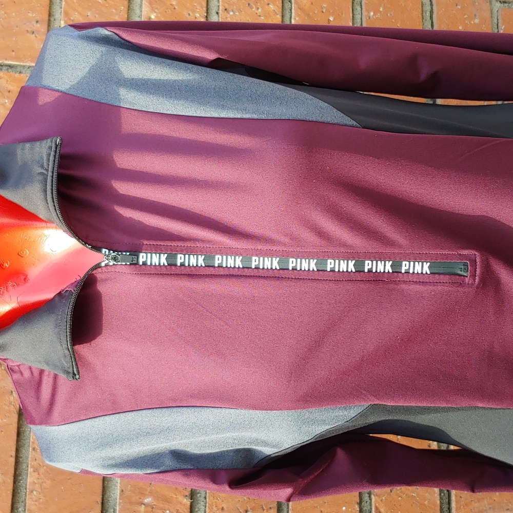 Victoria's Secret PINK Zip Track Jacket in Red, Black, Gray, Size Large - Picture 3 of 12